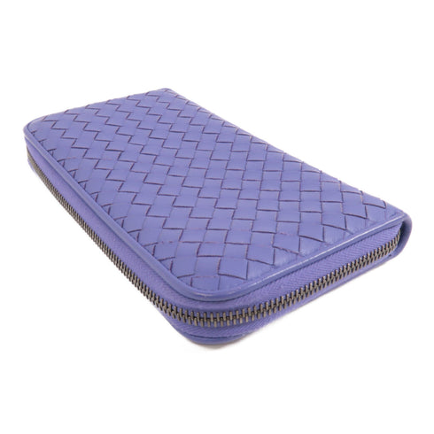 BOTTEGA VENETA BV Zipped Long Wallet Intrecciato Leather Purple