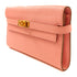 HERMES GHW Kelly Long Wallet Chevre Leather Pink