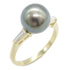 TASAKI Black Pearl Diamond Ring 18K Yellow Gold US#5.25