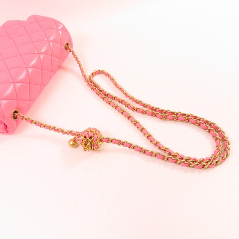 CHANEL CC GHW Classic Flap 20 Chain Shoulder Bag Calfskin Leather