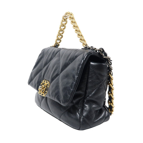 CHANEL Quilted CC GHW/SHW Chanel 19 Bag 2 Way Shoulder Bag Lambskin Black
