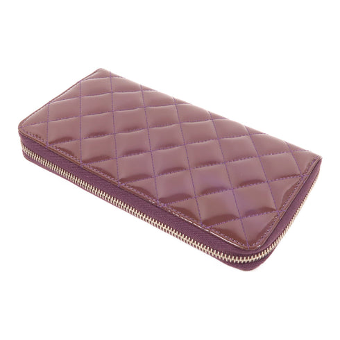 CHANEL CC SHW Long Wallet Patent Leather Purple