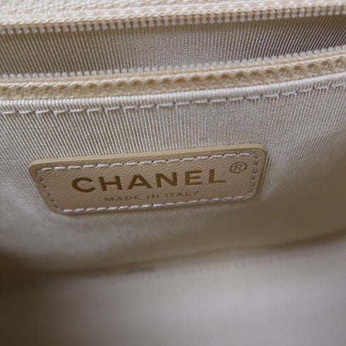 CHANEL Quilted CC GHW 2 Way Chain Shoulder Bag Calfskin Leather White