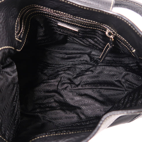 PRADA SHW Shoulder Bag BR3264 Nylon/Calfskin Leather Black