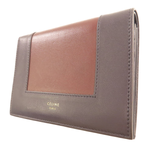 CELINE GHW Wallet Leather Blue/Red