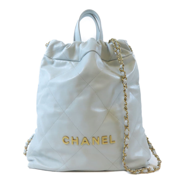 CHANEL Quilted CC GHW Chanel 22 2 Way Shoulder Handbag AS3859 Calfskin Blue