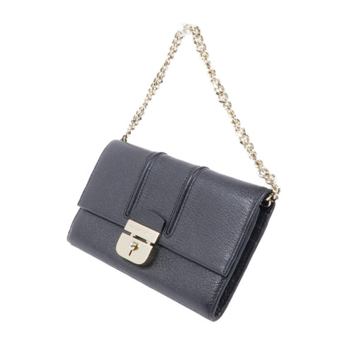 Kate Spade GHW Wallet On Chain Calfskin Leather Black