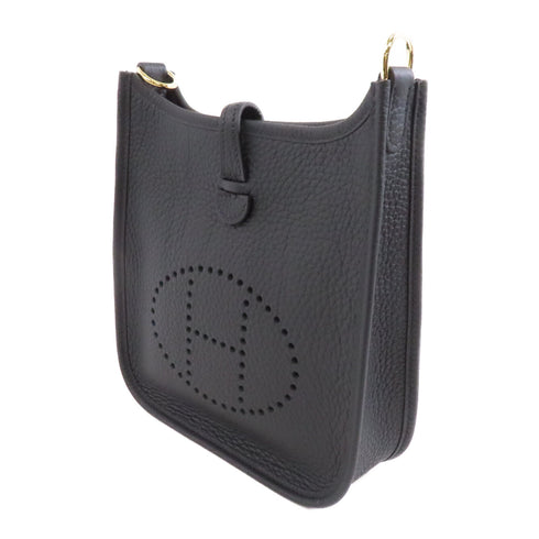 HERMES GHW Evelyne TPM Shoulder Bag Taurillon Clemence Leather Noir Black v1