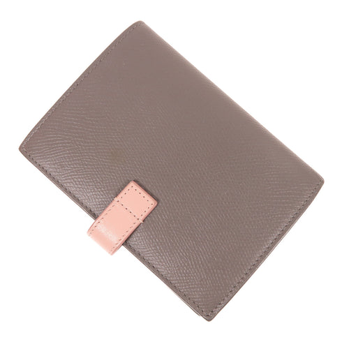 CELINE Medium Strap Wallet In Bicolour 10B643BRU Calfskin Leather Grey/Pink
