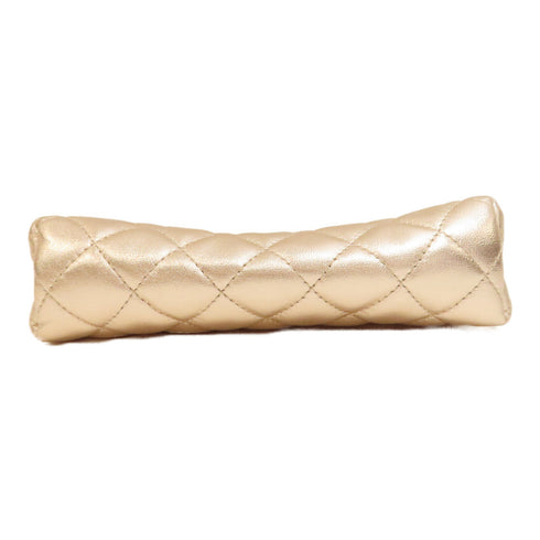 CHANEL Quilted CC GHW Pouch Lambskin Leather A69259 Gold