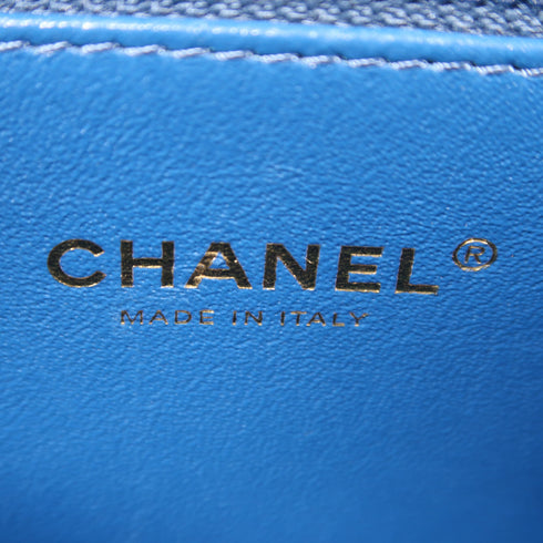 CHANEL CC GHW Chain Shoulder Bag Calfskin Leather Blue v3