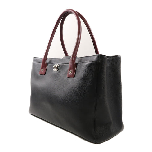 CHANEL CC SHW 2 Way Shoulder Bag Handbag Calfskin Black Red