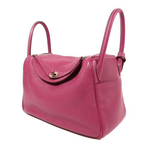 HERMES PHW Lindy 30 2 Way Bag Clemence Leather Tosca