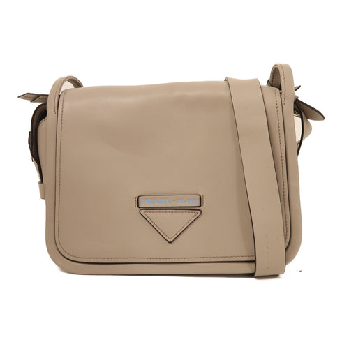 PRADA SHW Etiquette Bag Shoulder Bag 1BD123 Calfskin Leather Gray Grey