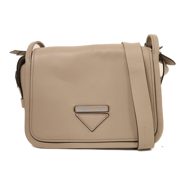 PRADA SHW Etiquette Bag Shoulder Bag 1BD123 Calfskin Leather Gray Grey