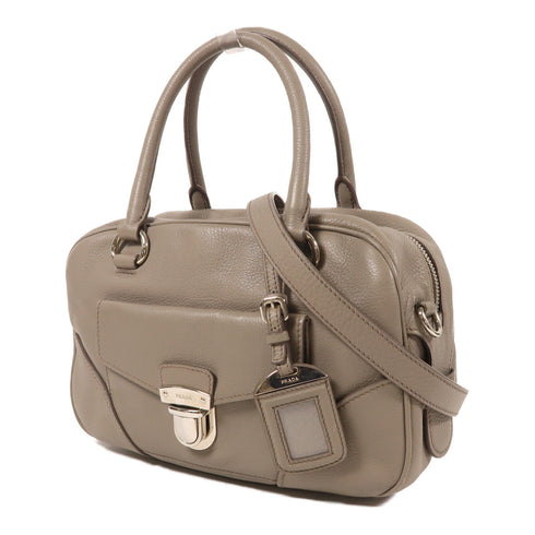 PRADA SHW 2 Way Shoulder Bag 1BB006 Calfskin Leather Grey