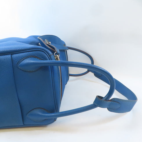 HERMES PHW Lindy 30 2 Way Shoulder Bag Taurillon Clemence Leather Mykonos Blue
