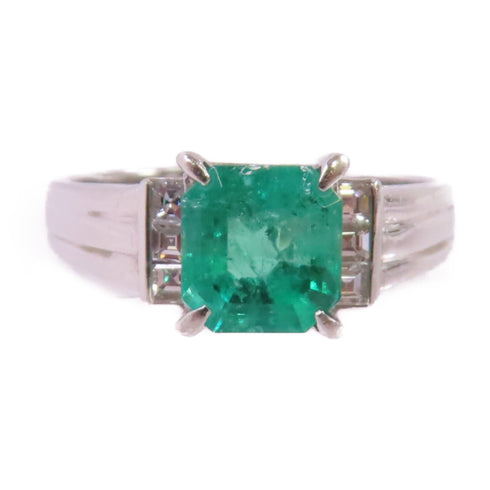 Jewelry 1.34ct Emerald 0.19ct Diamond Ring US#8.25 PT900 Platinum