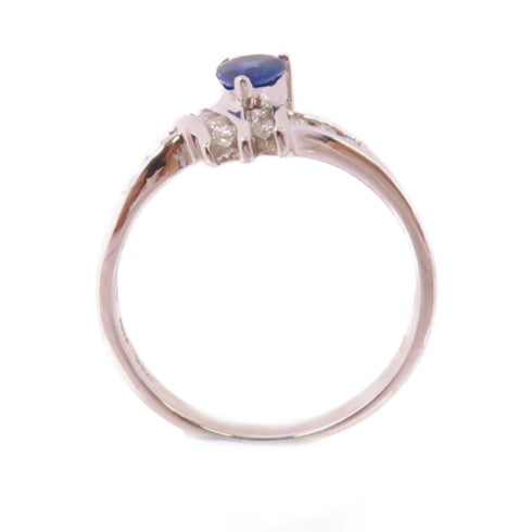 Fine Jewelry 0.38ct Sapphire 0.18ct Diamond Ring US#6.5 18K White Gold