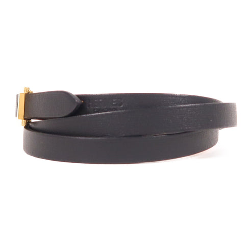 HERMES Hapi 3 Bracelet Chamonix Leather Black