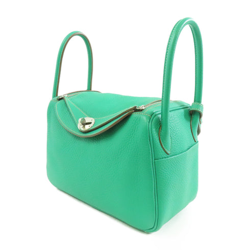 HERMES PHW Lindy 26 2way Shoulder Bag Taurillon Clemence Leather Green