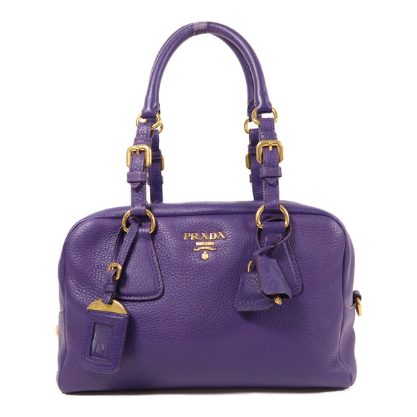 PRADA GHW Vitello Daino Shoulder Bag B3091M Leather Purple