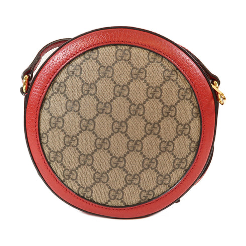 GUCCI GG GHW Shoulder Crossbody Bag 625216 PVC Coated Canvas Brown Red