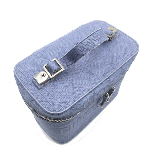 Christian Dior CD SHW Vanity Case Cosmetic Bag Handbag Canvas Blue