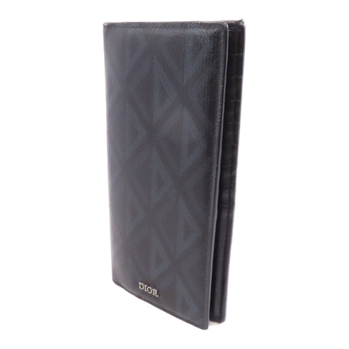 Christian Dior CD SHW Long Wallet Coated Canvas Black Navy