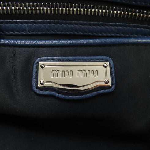 Miu Miu SHW Tote Shoulder Bag Calfskin Leather Blue