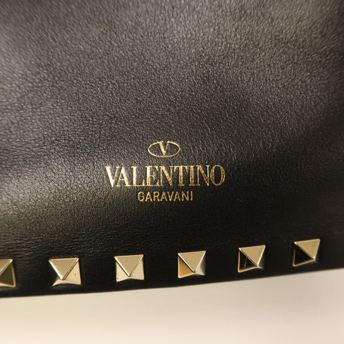Valentino GHW 2 Way Shoulder Bag Handbag Calfskin Leather Black