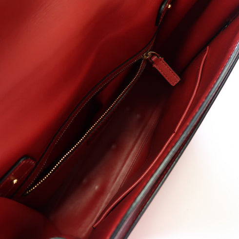Valentino GHW 2 Way Shoulder Bag Calfskin Leather Red