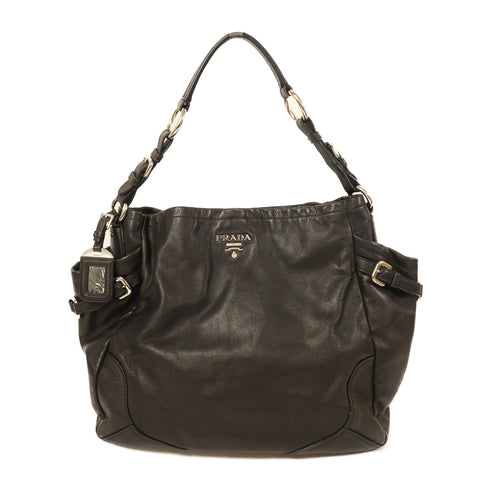 PRADA SHW Prugna Shoulder Bag BR3789 Calfskin Leather Black