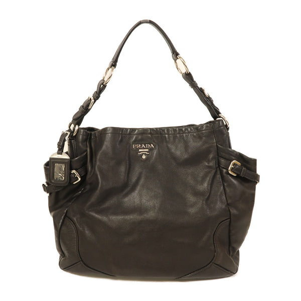 PRADA SHW Prugna Shoulder Bag BR3789 Calfskin Leather Black