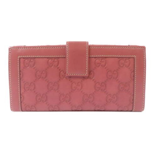 GUCCI GG SHW Long Bifold Wallet 146199 Calfskin Leather Pink