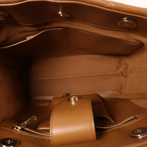 CHANEL CC GHW Chain Shoulder Bag Calfskin Leather Brown