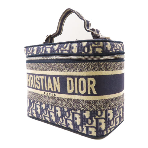 Christian Dior CD SHW Vanity Case Handbag Canvas Navy
