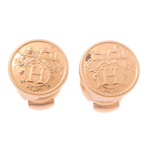 HERMES EX-Libris Earrings 18K Pink Gold
