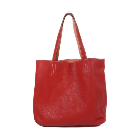 HERMES Double Sens Shoulder Bag Taurillon Clemence Stamp P Q5 Rouge Casaque Red