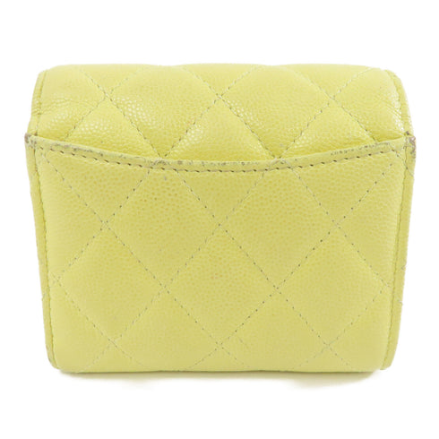 CHANEL Quilted CC GHW Wallet Calfskin Leather Yellow