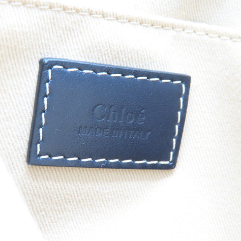 Chloe GHW Mini Woody Tote 2 Way Shoulder Bag Canvas Beige Black