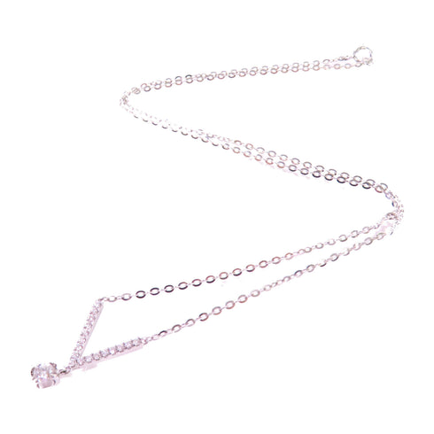 Jewelry 0.102ct/0.080ct Diamond Necklace 18K White Gold