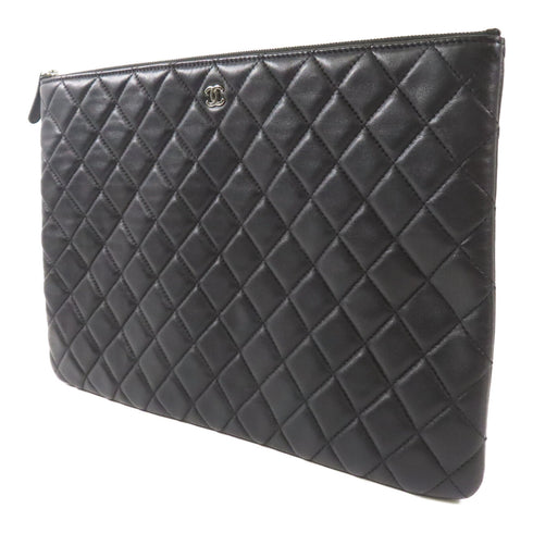 CHANEL CC SHW Clutch Lambskin Leather Black