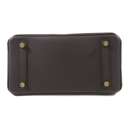 HERMES GHW Birkin 25 Handbag Togo Leather Noir Black