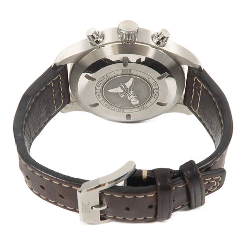 IWC Pilot Chronograph Automatic Watch IW377714 Stainless Steel Leather Blue