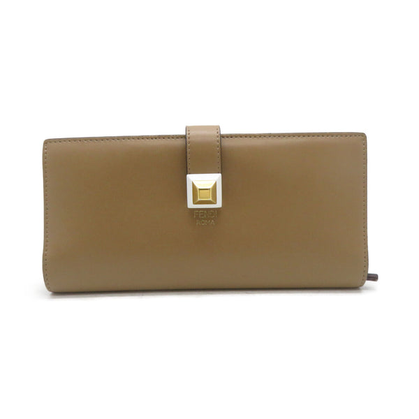 FENDI GHW Long wallet 8M0367 Calfskin Leather Khaki