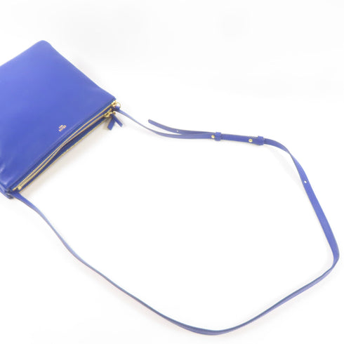 CELINE GHW Trio Bag Shoulder Bag Lambskin Leather Blue