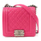 CHANEL CC Boy Chanel Chain Shoulder Bag Calfskin Leather Pink