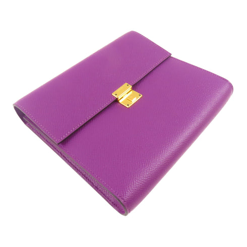 HERMES GHW Clic 16 Shoulder Bag Epsom Leather Anemone Purple