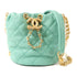 CHANEL CC GHW Pearl Bucket Shoulder Bag Lambskin Leather Green